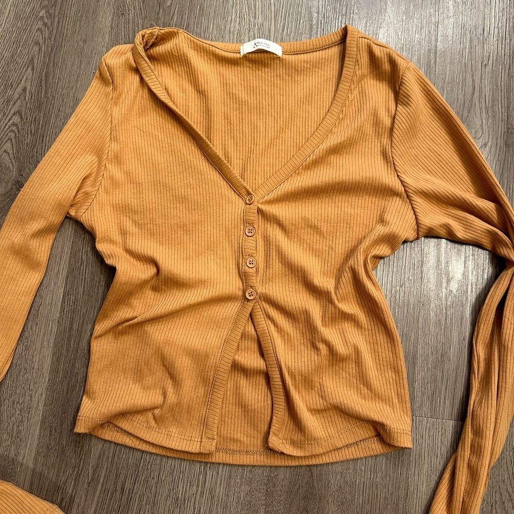 Yellow long sleeve open top